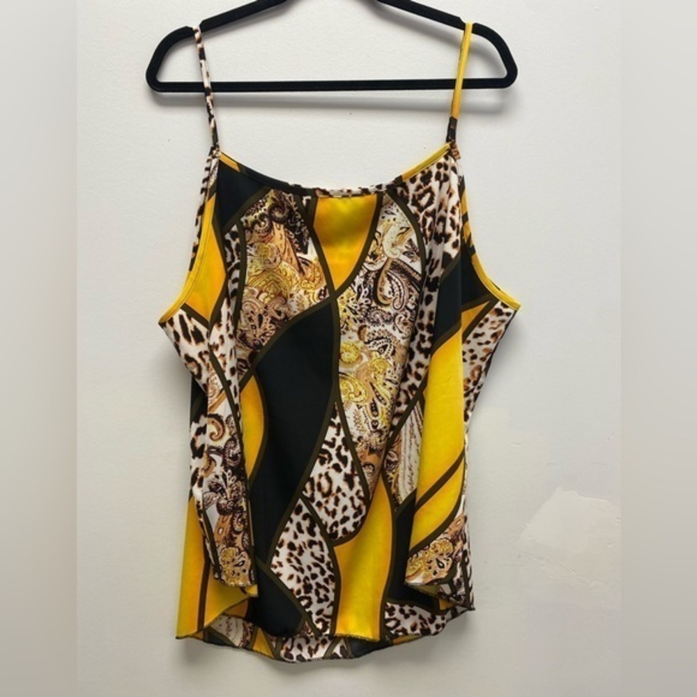 4 for $25 🍒 Yellow and Black Patterned Women's Top / Camisole Size 1x